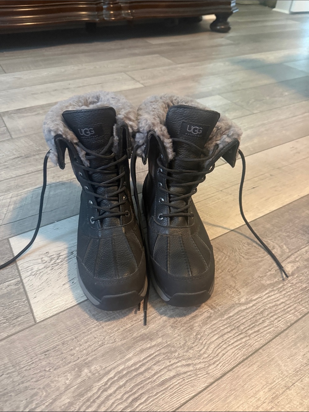 UGG Black Winter Boots with Fur Trim